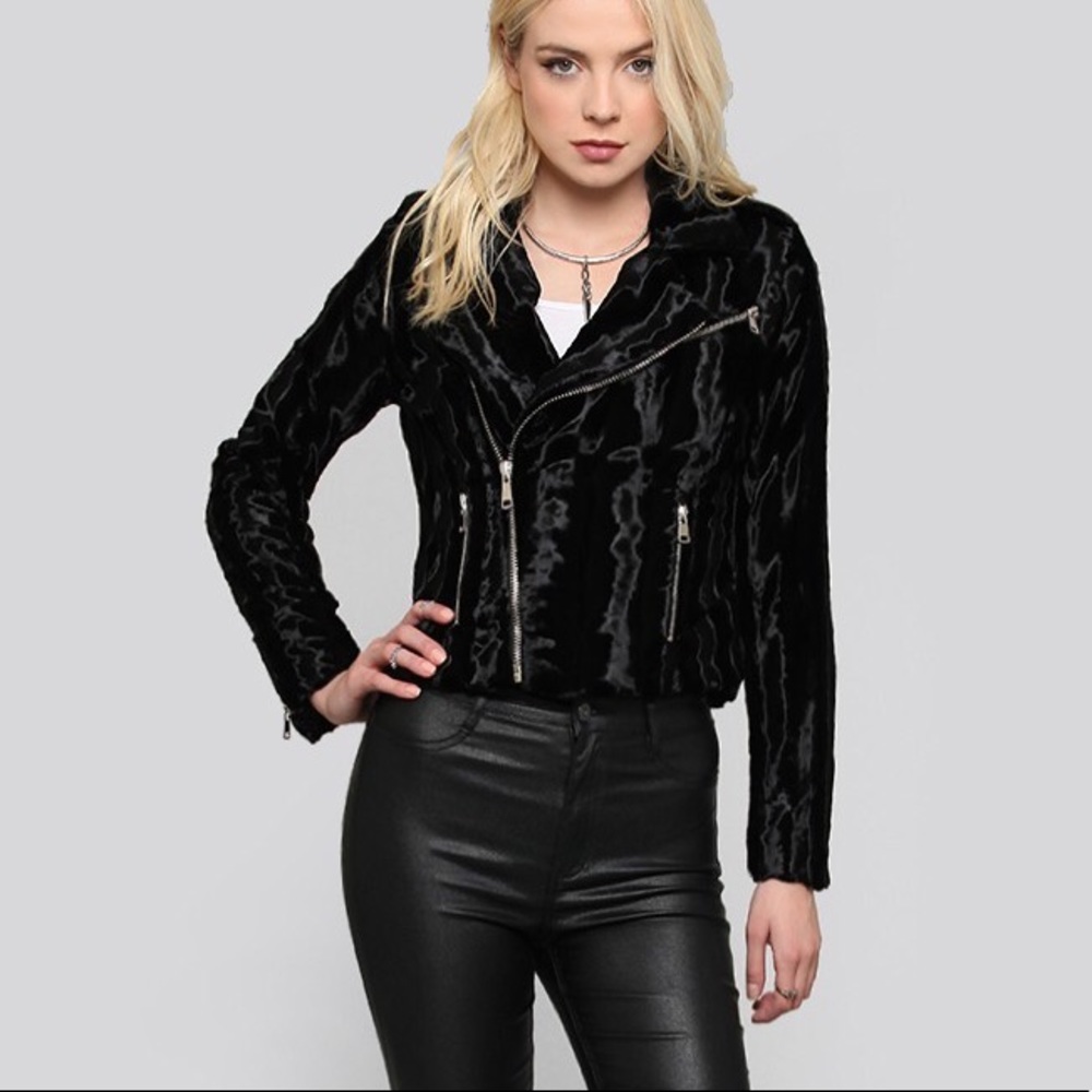 Lip Service Widow Faux Fur Moto Jacket